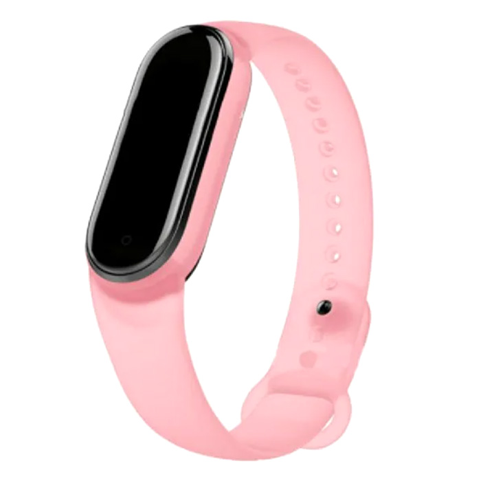 Xiaomi Mi Band 5/6/7. Ремешок, силиконовый, полу-прозрачный розовый