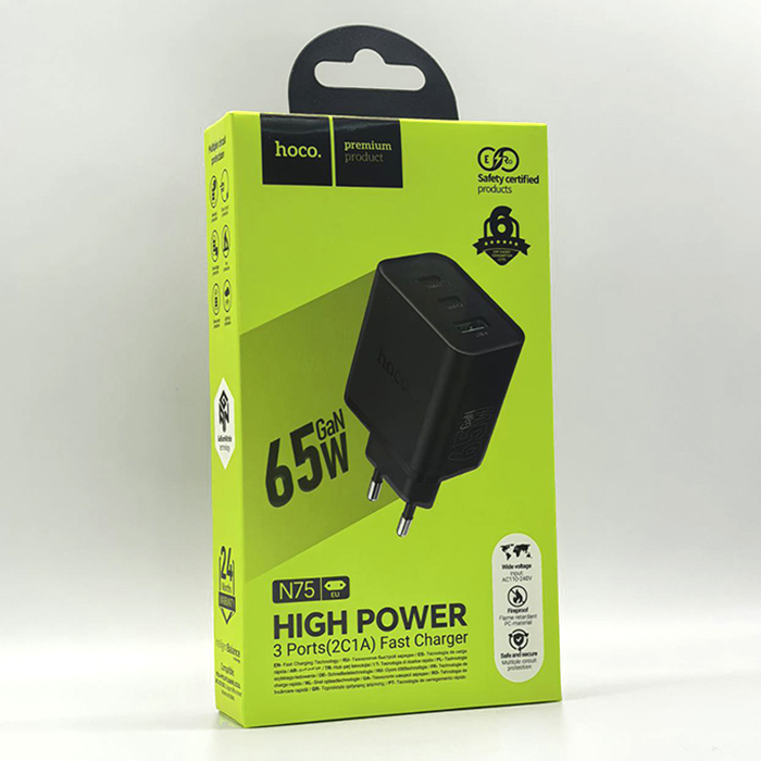 СЗУ Hoco N75 PD65W+QC GaN