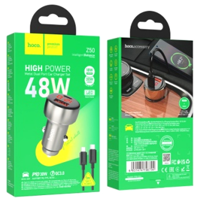 Зарядное в авто Hoco Z50 PD30W+QC TypeC TypeC