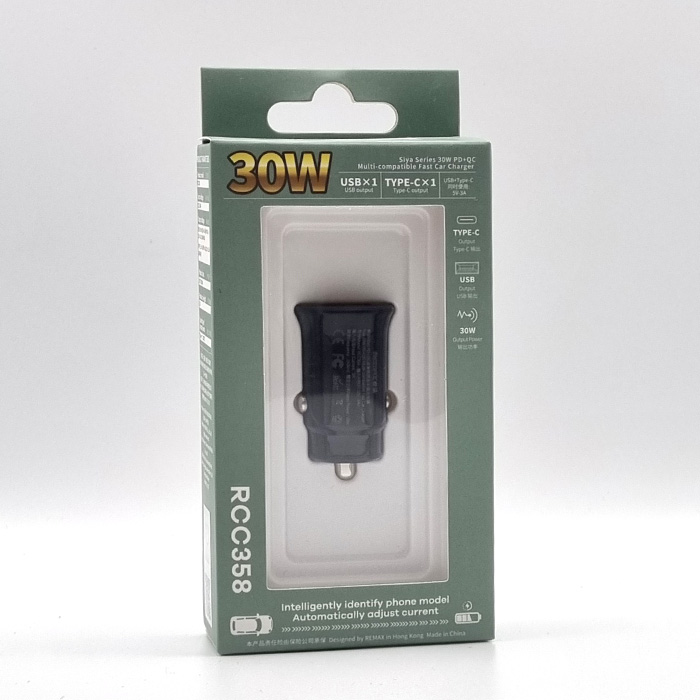 Зарядное в авто Remax RCC358 PD30W+QC
