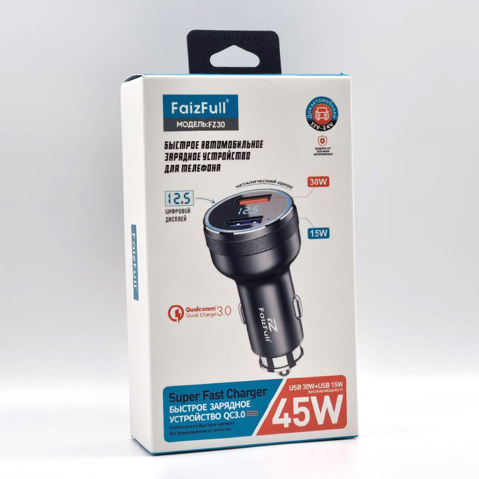 Зарядное в авто FaizFull FZ30 QC+QC