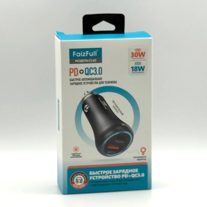 Зарядное в авто FaizFull FZ40 PD30W+QC