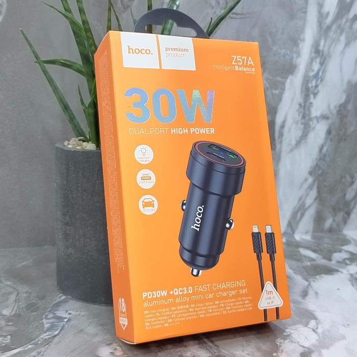 Зарядное в авто Hoco Z57A PD30W+QC TypeC Lightning