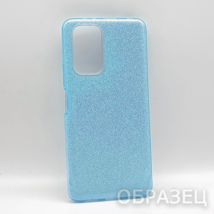 Samsung S23 Ultra. Накладка, силикон, пластик, блестки, голубой