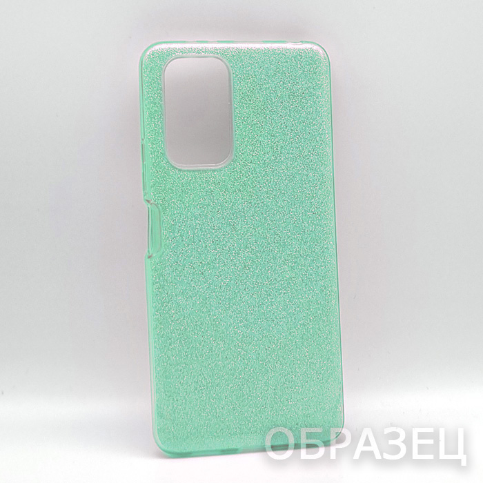 Samsung S23 Plus. Накладка, силикон, пластик, блестки, зеленый
