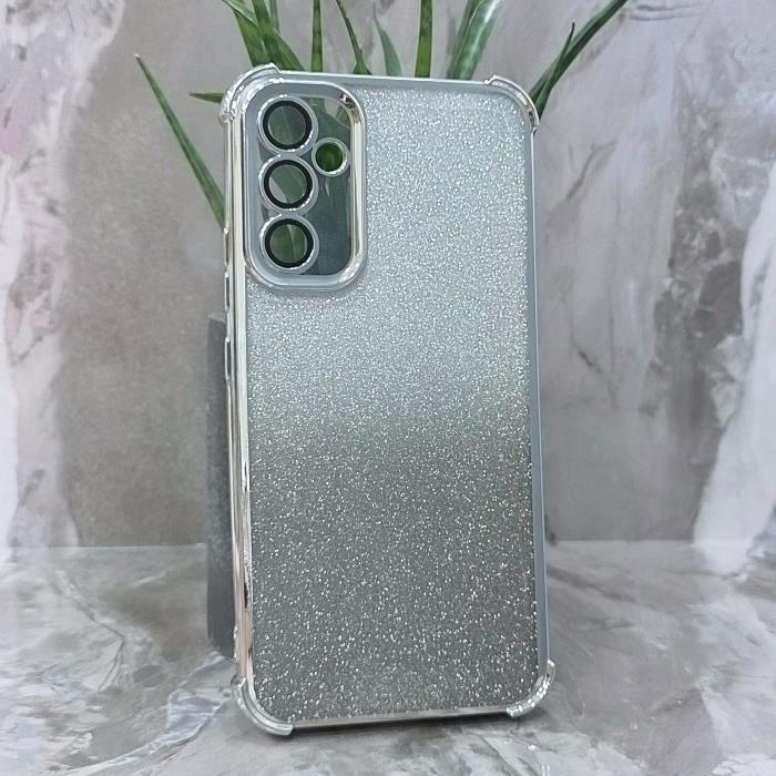 Samsung A34 5G. Накладка, Heavy Armor TPU, вкладка с блестками, серебристые края