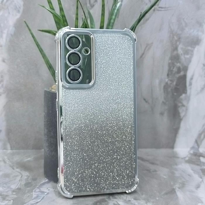 Samsung A54 5G. Накладка, Heavy Armor TPU, вкладка с блестками, серебристые края