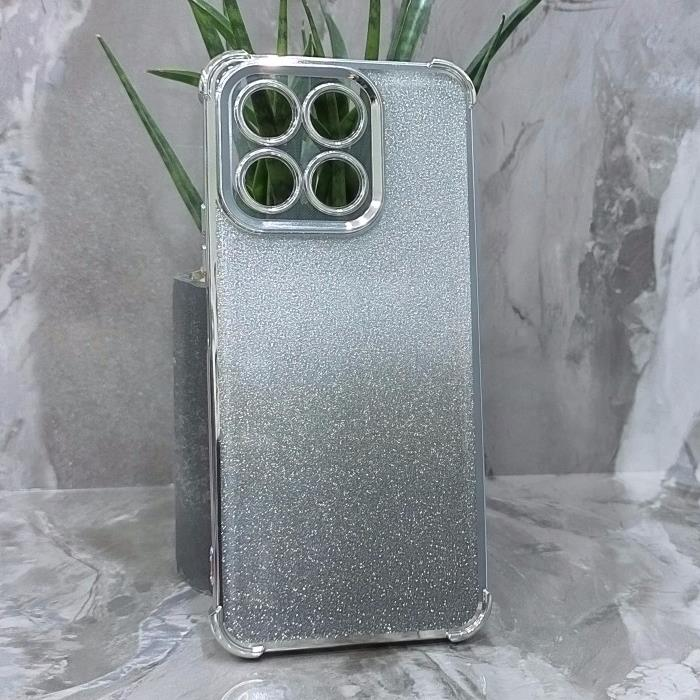 Huawei Honor X8a. Накладка, Heavy Armor TPU, вкладка с блестками, серебристые края
