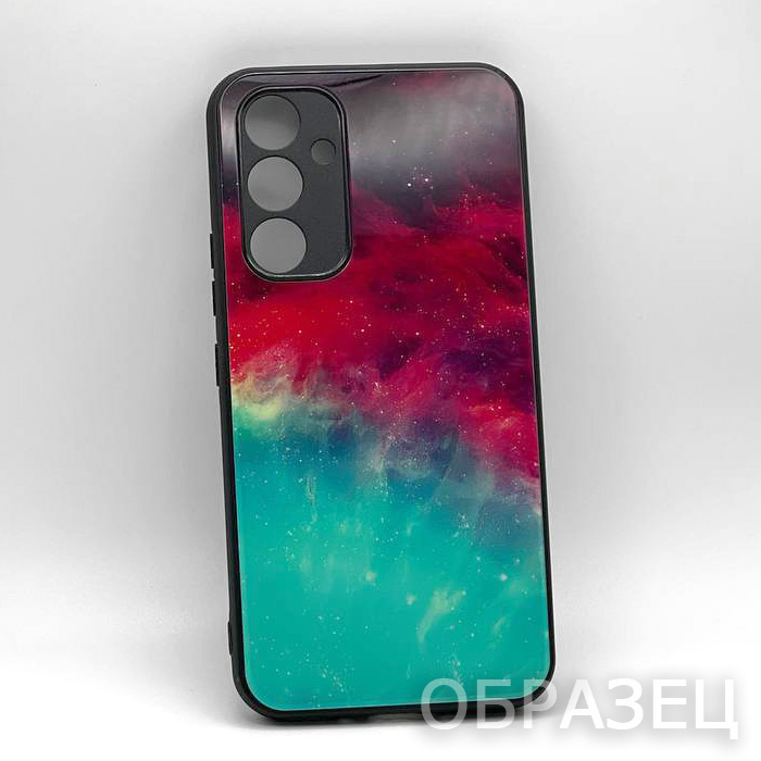 Xiaomi 13 Lite/Civi 2. Накладка, силикон + стекло, Космос, черный красный и бирюзовый