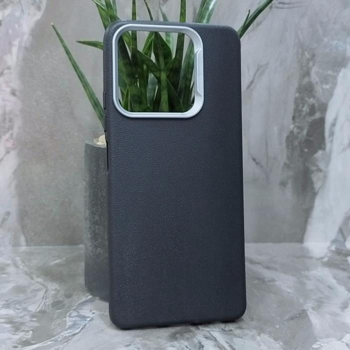 Tecno Spark 10 Pro. Накладка, PU Metal Camera Edge, текстура кожи, черный