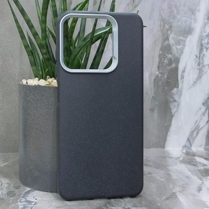 Tecno Spark 10/10C. Накладка, PU Metal Camera Edge, текстура кожи, черный