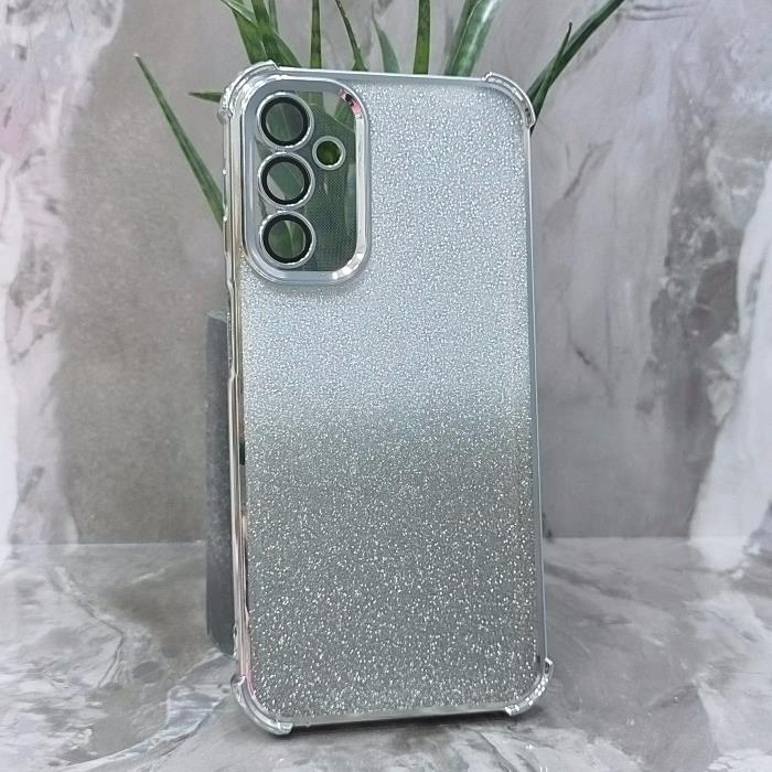 Samsung A24 4G. Накладка, Heavy Armor TPU, вкладка с блестками, серебристые края