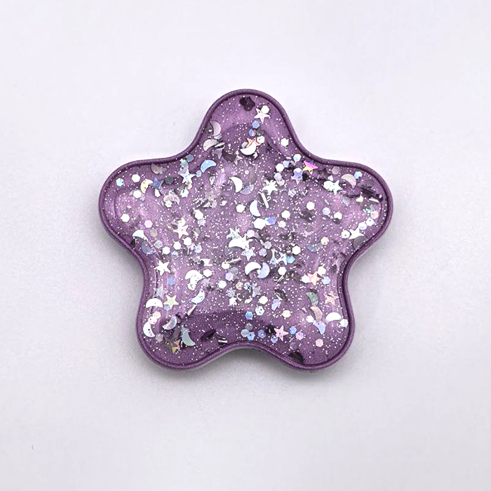 Попсокет, держатель - подставка, Звезда, блестки, фиолетовый