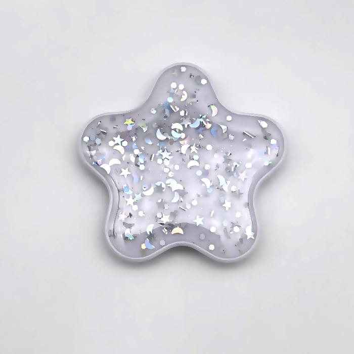 Попсокет, держатель - подставка, Звезда, блестки, белый