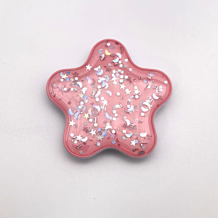 Попсокет, держатель - подставка, Звезда, блестки, розовый