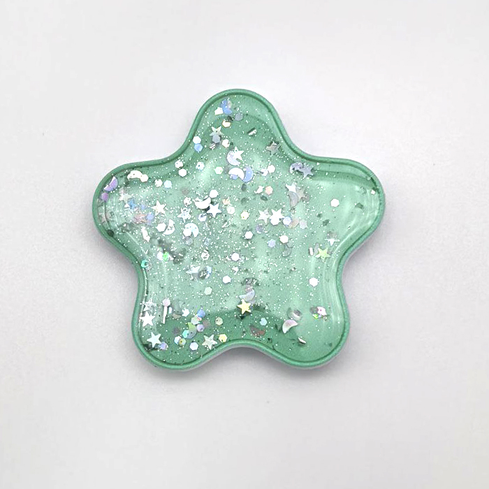 Попсокет, держатель - подставка, Звезда, блестки, зеленый