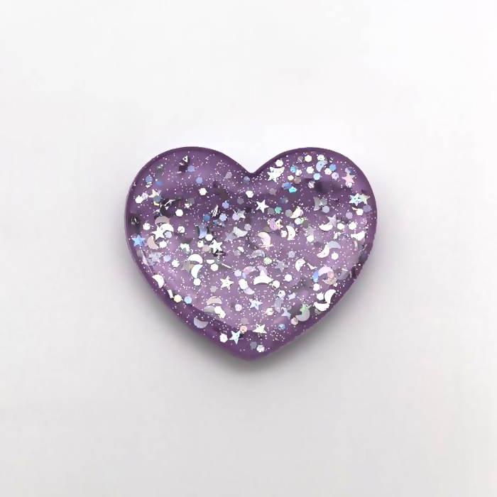 Попсокет, держатель - подставка, Сердце, блестки, фиолетовый