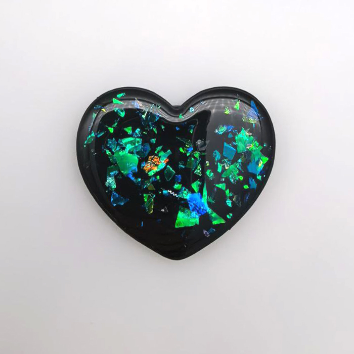 Попсокет, держатель - подставка, Сердце, крупные блестки, черный