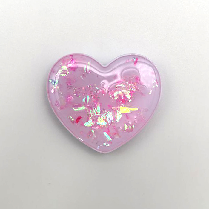 Попсокет, держатель - подставка, Сердце, крупные блестки, розовый