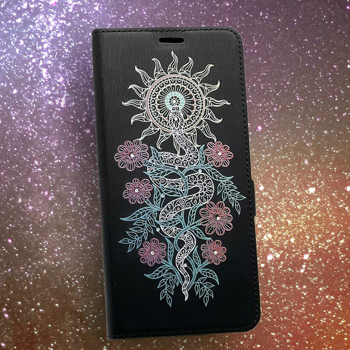 Samsung M14 5G. Книжка, Ooniq, Змея цветы мандала, стразы