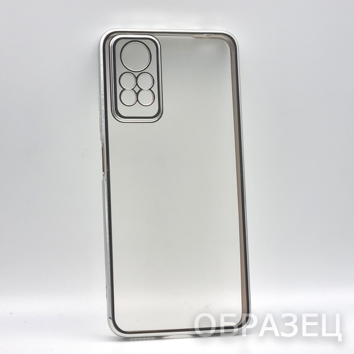Xiaomi POCO C40. Накладка, силикон, прозрачный, серебристые края