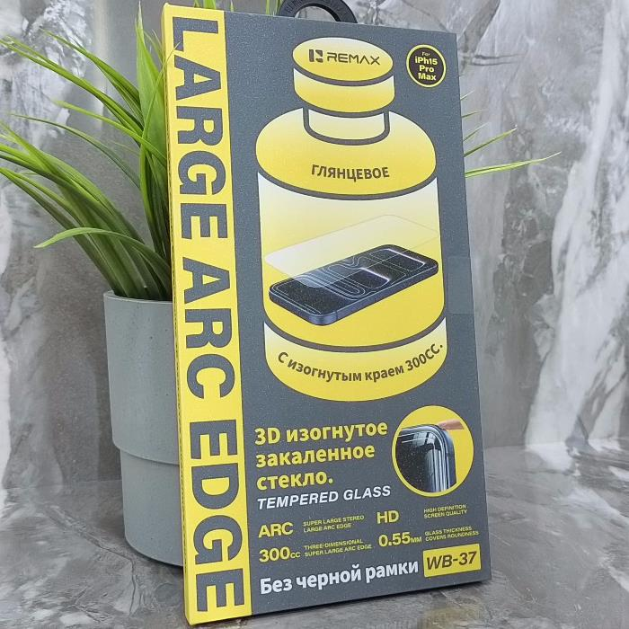 Стекло защитное для iPhone 15 Pro Max, Remax, без рамки, 3D изогнутое, прозрачное