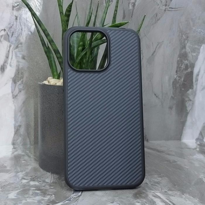 iPhone 15 Pro Max. Накладка, Carbon TPU, текстура карбон, плотный силикон, черный