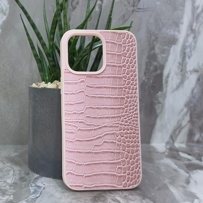 iPhone 15 Pro Max. Накладка, Classic Glossy Leather, розовый