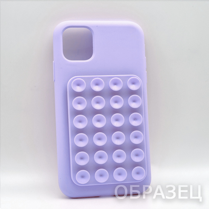 iPhone 15. Накладка, силикон, липпер-подставка, сиреневый