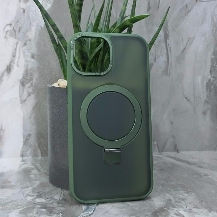 iPhone 15. Накладка, Focus Matte Big Ring, темно-зеленый