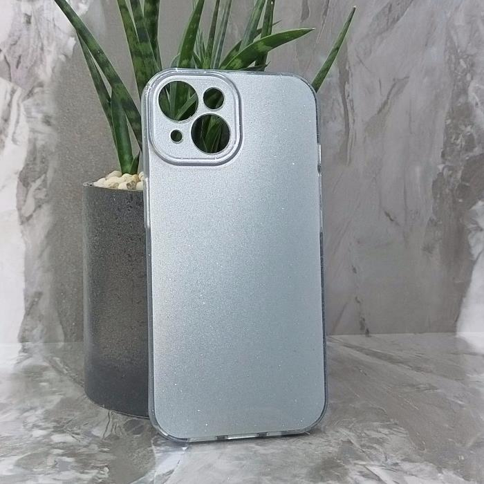 iPhone 15. Накладка, Heavy TPU, блестки, серебристый