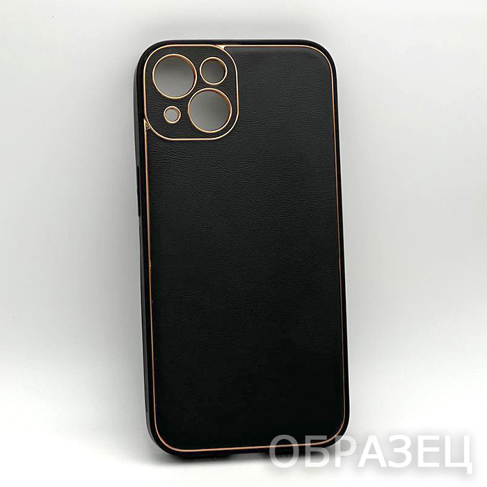 iPhone 15 Pro. Накладка, Luxury Leather, черный
