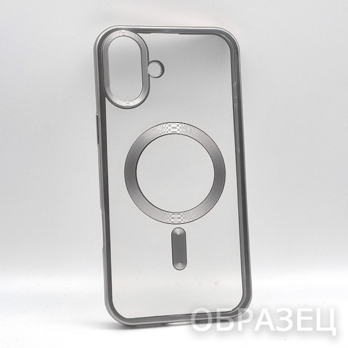 iPhone 15 Pro. Накладка, Simple Mag Titan, силикон, титановый серебристый
