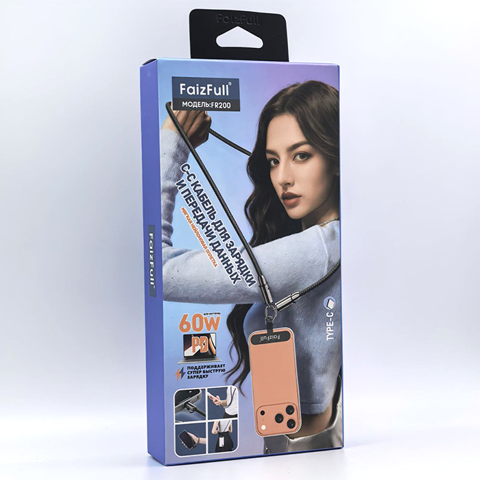 Кабель-веревочка FaizFull FR200 60W TypeC TypeC