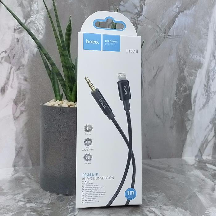  Кабель AUX Hoco UPA19 Lightning, черный