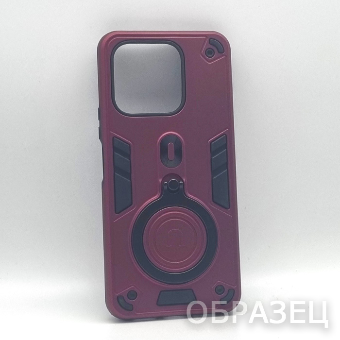 Xiaomi Redmi Note 13 4G. Накладка, New Hybrid Big Ring, бордовый