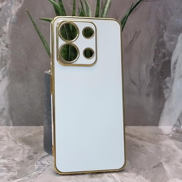Xiaomi Redmi Note 13 4G. Накладка, Simple Yug, белый и золотой