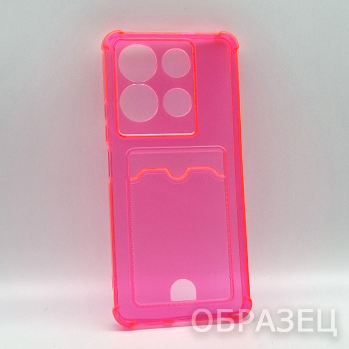 Infinix HOT 40/40Pro. Накладка, Armor TPU Card, самый яркий розовый, прозрачный