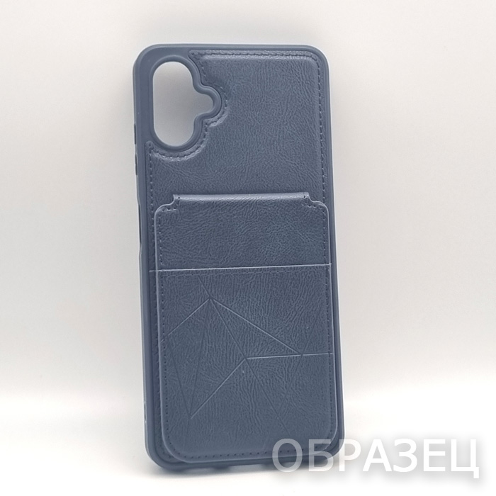 Samsung A15. Накладка, PU Leather Card, визитница-подставка, синий