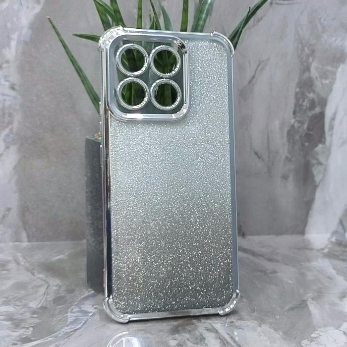 Huawei Honor X8c. Накладка, Heavy Armor TPU, вкладка с блестками, серебристые края