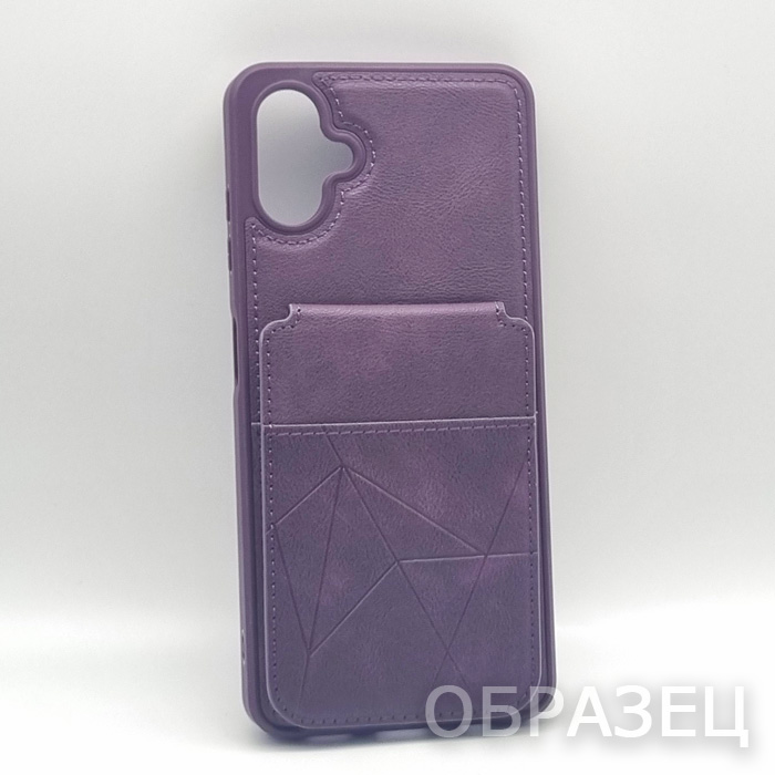 Samsung A35 5G. Накладка, PU Leather Card, визитница-подставка, фиолетовый