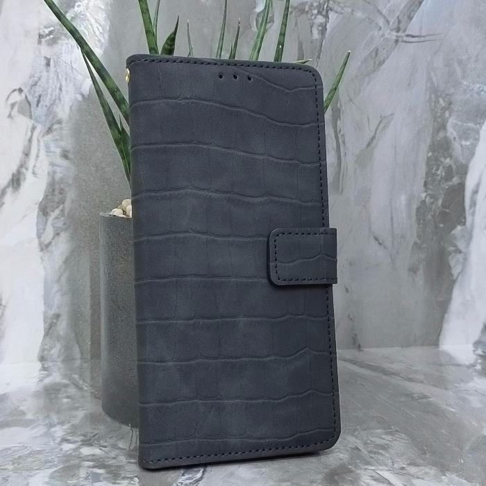 Xiaomi Redmi Note 13 Pro 4G/Note 14s/POCO M6 Pro 4G. Книжка, Classic Croc Leather, черный