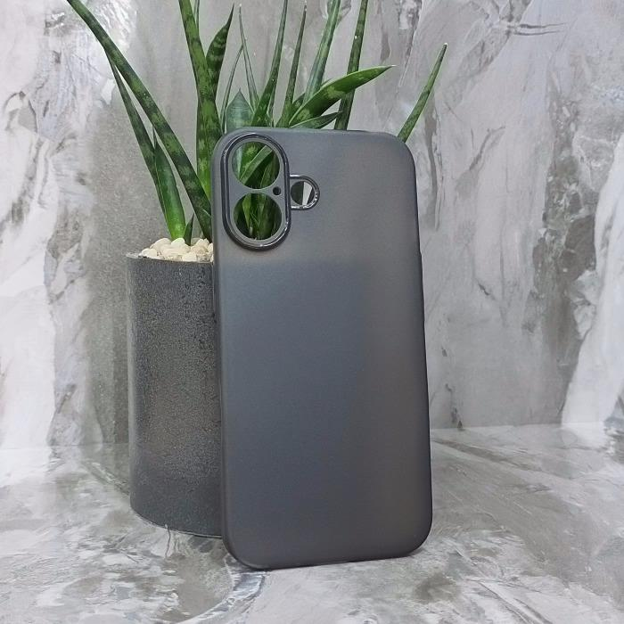 iPhone 16. Накладка, Slim Soft Matte, ультра-тонкий, черный полу-прозрачный