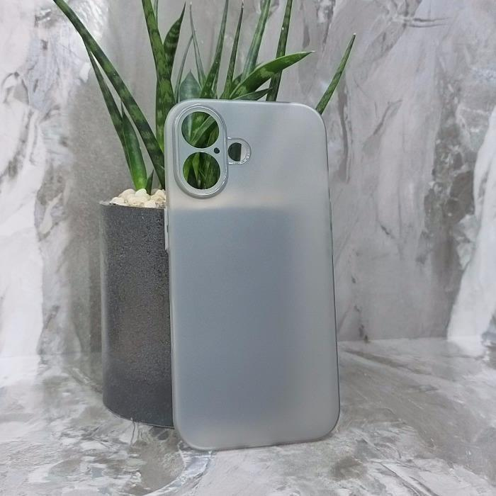 iPhone 16. Накладка, Slim Soft Matte, ультра-тонкий, серый полу-прозрачный