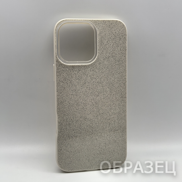 iPhone 16 Pro Max. Накладка, силикон, PC Camera Edge Shine, блестки, бежевый