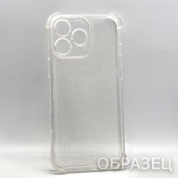 iPhone 16 Pro Max. Накладка, Heavy Armor TPU, блестки, прозрачный