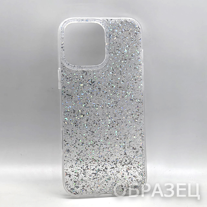 iPhone 16 Pro Max. Накладка, Simple Epoxy Glitter, много блесток, прозрачный
