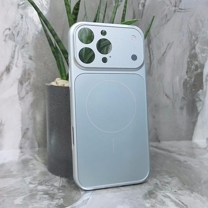 iPhone 16 Pro Max. Накладка, PC Imitation Matte Camera Glass Mag, серебристый
