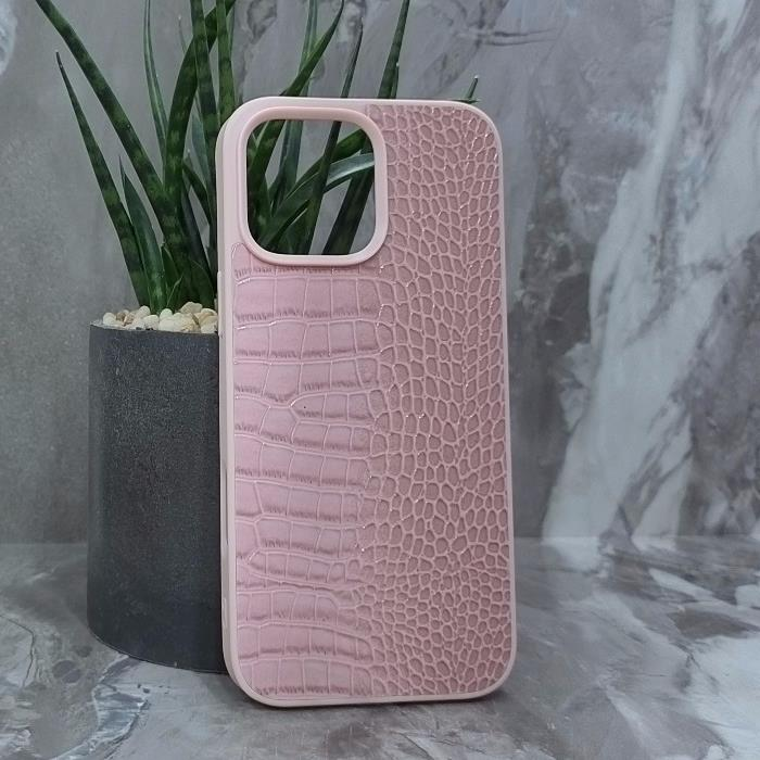 iPhone 16 Pro Max. Накладка, Classic Glossy Leather, розовый