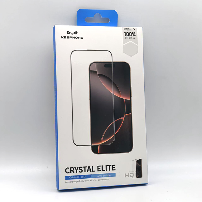 Стекло защитное для iPhone 16 Pro Max, Keephone CRYSTAL ELITE, черная рамка